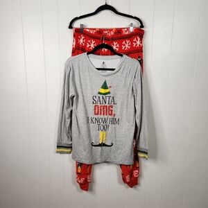 ELF Christmas Movie PJs Sleepwear Pajamas Fleece Womens Size Medium New Cozy